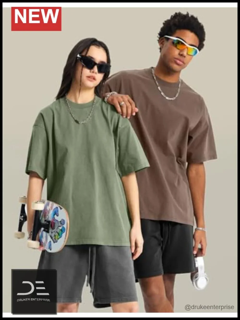 Cotton Acid Wash Oversized T-Shirt with Crew Neck Short Sleeve Pocket Tee - Picture 5 of 6